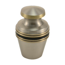 Metallic Pewter Brass Accent Band Keepsake Urn