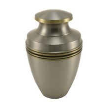 Metallic Pewter Brass Accent Band Adult Cremation Urn