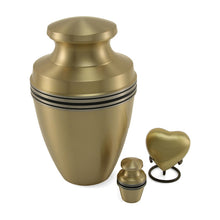 Brushed Bronze Brass Accent Band Keepsake Urn - Size