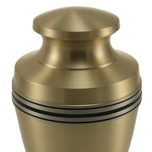 Brushed Bronze Brass Accent Band Adult Cremation Urn - Artistic