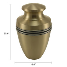 Brushed Bronze Brass Accent Band Adult Cremation Urn - Dimensions