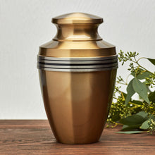 Brushed Bronze Brass Accent Band Adult Cremation Urn - Lifestyle
