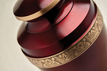 Metallic Crimson Brass Gold Accent Band Adult Cremation Urn - Artistic