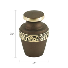 Rustic Bronze Brass Gold Accent Band Keepsake Urn - Dimensions