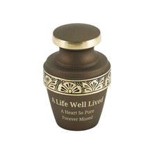 Rustic Bronze Brass Gold Accent Band Keepsake Urn - Personalized