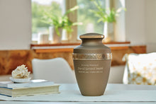 Rustic Bronze Brass Gold Accent Band Adult Cremation Urn - Lifestyle