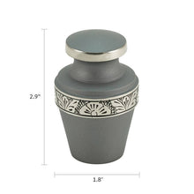 Rustic Pewter Brass Engraved Accent Band Keepsake Urn - Dimensions