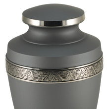 Rustic Pewter Brass Engraved Accent Band Adult Cremation Urn - Artistic