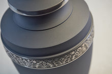 Rustic Pewter Brass Engraved Accent Band Adult Cremation Urn - Artistic