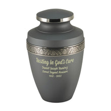 Rustic Pewter Brass Engraved Accent Band Adult Cremation Urn - Personalized