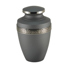 Rustic Pewter Brass Engraved Accent Band Adult Cremation Urn
