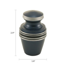 Matte Blue Aluminum Accent Band Keepsake Urn - Dimensions