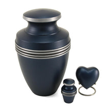 Matte Blue Aluminum Accent Band Keepsake Urn - Size