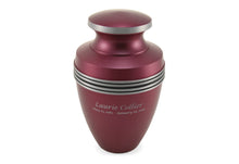 Matte Magenta Aluminum Silver Accent Band Adult Cremation Urn - Personalized