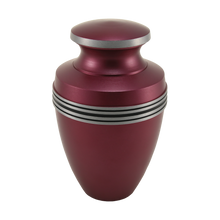 Matte Magenta Aluminum Silver Accent Band Adult Cremation Urn