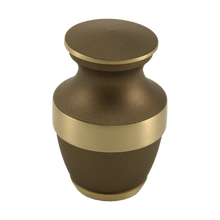 Matte Brown Brass Gold Accent Band Keepsake Urn