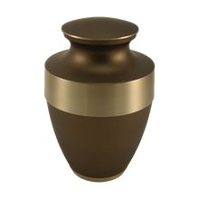 Matte Brown Brass Gold Accent Band Adult Cremation Urn