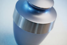 Matte Periwinkle Brass Silver Accent Band Adult Cremation Urn - Artistic