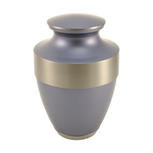 Matte Periwinkle Brass Silver Accent Band Adult Cremation Urn