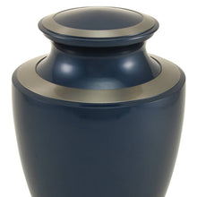 Moonlight Blue Brass Adult Cremation Urn with Pewter Accents - Artistic