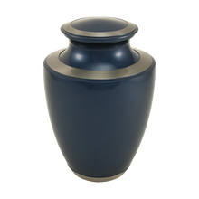 Moonlight Blue Brass Adult Cremation Urn with Pewter Accents