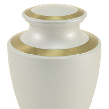 Pearl White Brass Adult Cremation Urn with Metallic Shimmer - Artistic