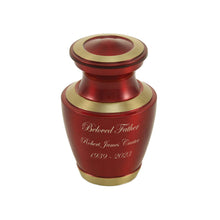 Crimson & Gold Brass High Gloss Metallic Keepsake Urn - Personalized