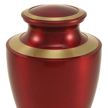 Crimson & Gold Brass High Gloss Metallic Adult Cremation Urn - Artistic