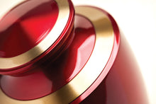 Crimson & Gold Brass High Gloss Metallic Adult Cremation Urn - Artistic