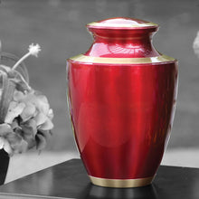 Crimson & Gold Brass High Gloss Metallic Adult Cremation Urn - Lifestyle