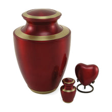 Crimson & Gold Brass High Gloss Metallic Adult Cremation Urn - Size