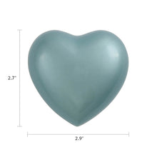 Teal Brass Heart Keepsake Urn - Dimensions
