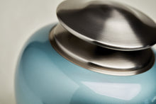 High Gloss Teal Brass Silver Lid Adult Cremation Urn - Artistic