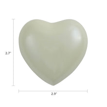 Pearl White Brass Heart Keepsake Urn - Dimensions