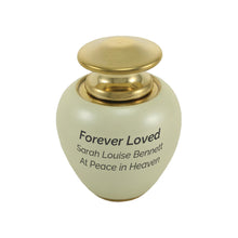 High-Gloss Pearl White Brass Keepsake Urn - Personalized