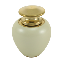 High-Gloss Pearl White Brass Keepsake Urn