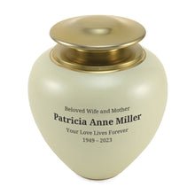 High Gloss Pearl Brass Adult Cremation Urn with Brass Lid - Personalized