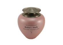 High Gloss Pearl Pink Brass Silver Lid Adult Cremation Urn - Personalized