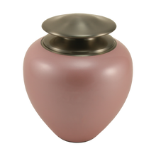 High Gloss Pearl Pink Brass Silver Lid Adult Cremation Urn