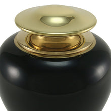 High Gloss Onyx Brass Adult Cremation Urn with Brass Lid - Artistic