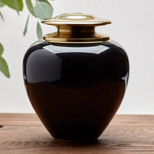 High Gloss Onyx Brass Adult Cremation Urn with Brass Lid - Lifestyle