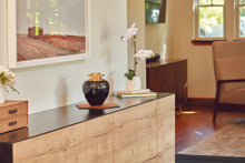 High Gloss Onyx Brass Adult Cremation Urn with Brass Lid - Lifestyle