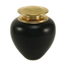 High Gloss Onyx Brass Adult Cremation Urn with Brass Lid