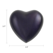 Deep Purple Aluminum Heart Keepsake Urn - Dimensions