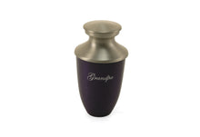 Royal Purple Aluminum & Brass Brushed Silver Lid Keepsake Urn - Personalized
