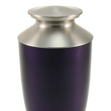 Royal Purple Aluminum & Brass Brushed Silver Lid Adult Cremation Urn - Artistic