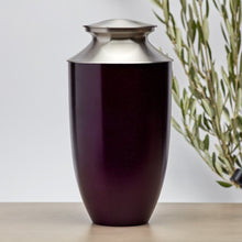 Royal Purple Aluminum & Brass Brushed Silver Lid Adult Cremation Urn - Lifestyle