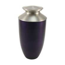 Royal Purple Aluminum & Brass Brushed Silver Lid Adult Cremation Urn