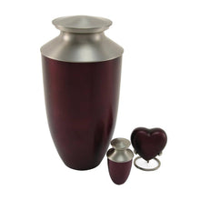 Ruby Red Aluminum & Brass Brushed Silver Lid Adult Cremation Urn - Size