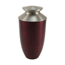 Ruby Red Aluminum & Brass Brushed Silver Lid Adult Cremation Urn